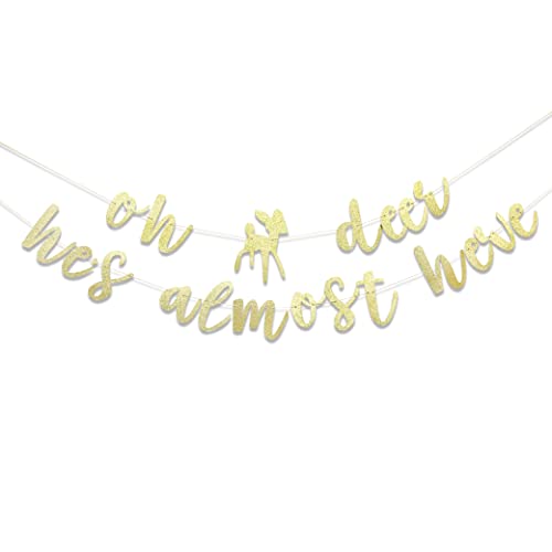 Oh Deer He's Almost Here Banner- Boy Woodland Baby Shower Decorations, Oh Deer Baby Shower Banner, Woodland Creature Baby Shower Party, Woodland Baby Boy Shower Party Decoration