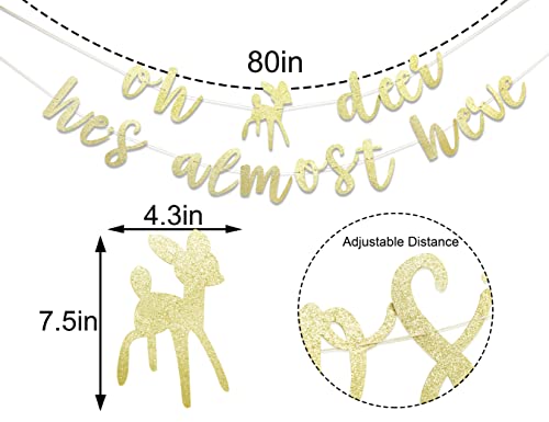 Oh Deer He's Almost Here Banner- Boy Woodland Baby Shower Decorations, Oh Deer Baby Shower Banner, Woodland Creature Baby Shower Party, Woodland Baby Boy Shower Party Decoration