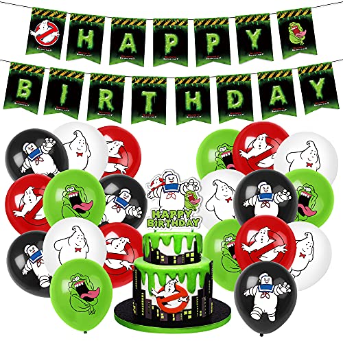 Ghost party supplies birthday, Ghost party supplies Set includes ghost happy birthday banner, ghost cake topper, ghost balloons, ghost party decorations for ghost birhtday themed party