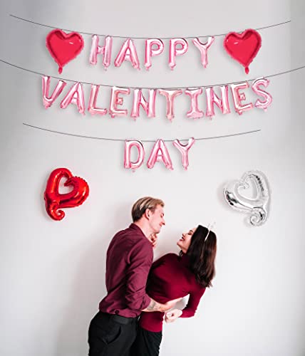 GUFEEL Happy Valentine's day Balloon Banner,Valentine's day balloon decoration, Valentine's day balloon red heart party supplies,Valentine's day party decoration