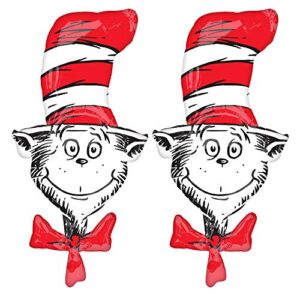 set of 2 dr seuss cat in the hat jumbo 42″ foil baby shower birthday book balloons by anagram