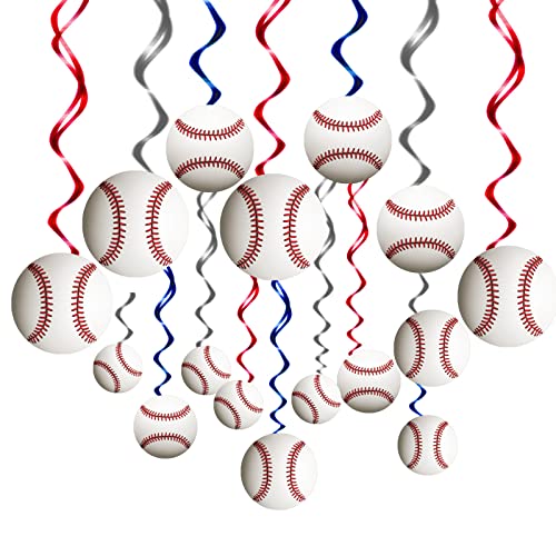 42 Pcs Baseball Hanging Swirls Decorations Baseball Birthday Party Streamers Wall Ceiling Hanging Spirals Baseball Party Decorations Supplies