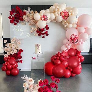 valentines day balloon garland arch kit 132pcs red balloons pastel pink orange balloons red confetti balloons for valentines day wedding bridal shower bachelorette anniversary party decorations