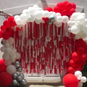 100 Premium Quality Balloons: 12 inch Red and White Latex Balloons/Wedding/Birthday Party Decorations and Events Christmas Party and etc.