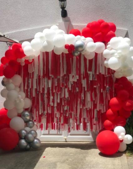 100 Premium Quality Balloons: 12 inch Red and White Latex Balloons/Wedding/Birthday Party Decorations and Events Christmas Party and etc.