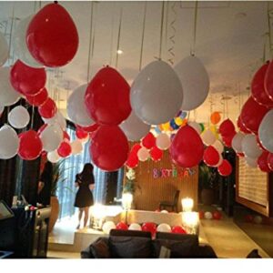 100 Premium Quality Balloons: 12 inch Red and White Latex Balloons/Wedding/Birthday Party Decorations and Events Christmas Party and etc.