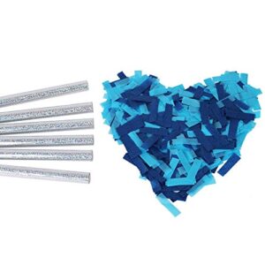 Battife 6Pack Gender Reveal Confetti Wands, Blue Confetti Shoot Poppers, Tissue Paper Confetti Flick Flutter Sticks for Boy Baby Born Shower Party Decorations Supplies - Blue 14inch