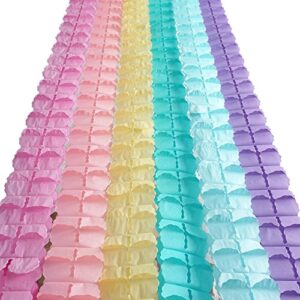 3D Four Leaf Flower Tissue Paper Hanging Streamers for All Party Events, Photo Garland Backdrop, 12-Pack (Unicorn Pastel)