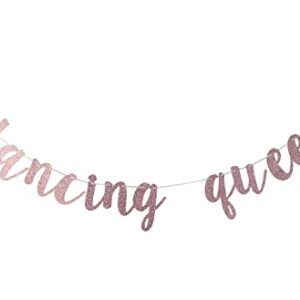 Swdthnh Dancing Queen Banner - Yas Kween Bunting Sign - Lady Club Decor - Women Empowerment - Birthday Bachelorette Bridal Shower Engagement Party Decors, Rose Gold Glitter