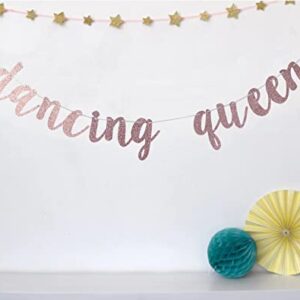 Swdthnh Dancing Queen Banner - Yas Kween Bunting Sign - Lady Club Decor - Women Empowerment - Birthday Bachelorette Bridal Shower Engagement Party Decors, Rose Gold Glitter