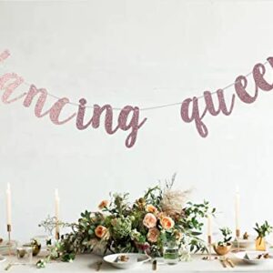 Swdthnh Dancing Queen Banner - Yas Kween Bunting Sign - Lady Club Decor - Women Empowerment - Birthday Bachelorette Bridal Shower Engagement Party Decors, Rose Gold Glitter