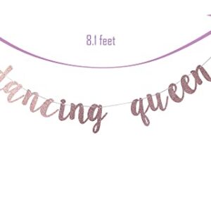 Swdthnh Dancing Queen Banner - Yas Kween Bunting Sign - Lady Club Decor - Women Empowerment - Birthday Bachelorette Bridal Shower Engagement Party Decors, Rose Gold Glitter