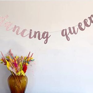 Swdthnh Dancing Queen Banner - Yas Kween Bunting Sign - Lady Club Decor - Women Empowerment - Birthday Bachelorette Bridal Shower Engagement Party Decors, Rose Gold Glitter