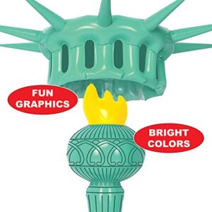 Beistle 22.25" & 17.5" Inflatable Adult Statue Of Liberty Costume Crown And Torch, Patriotic Party Accessories, Green/Yellow/Black