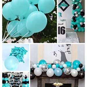 Teal Turquoise Balloons Turquoise Black Silver Graduation Decorations 2023/Turquoise Black Birthday Decorations for Women 30pcs Teal Black Bridal Shower Decorations/Wedding/Breakfast Birthday