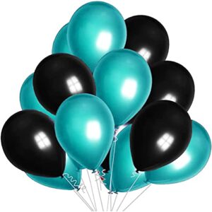 Teal Turquoise Balloons Turquoise Black Silver Graduation Decorations 2023/Turquoise Black Birthday Decorations for Women 30pcs Teal Black Bridal Shower Decorations/Wedding/Breakfast Birthday