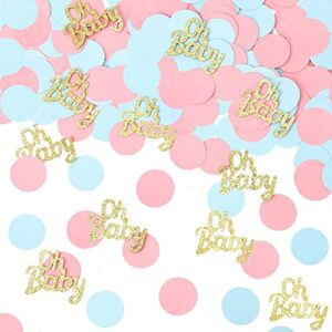 220 pcs gender reveal confetti glitter oh baby shower confetti pink blue round table confetti for baby shower gender reveal party decorations