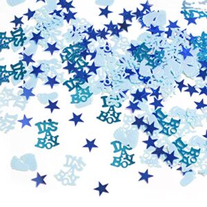 it’s a boy table sequins blue baby footprint star table confetti for baby shower decorations baby birthday party supplies( 1.6 oz/45 g )