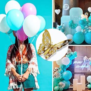 Visondeco Teal Balloons - 94pcs Teal Balloon Garland Kit with Gold Butterflies, 5 Inch 12 Inch 18 Inch Teal Balloon Arch Kit Turquoise Balloons