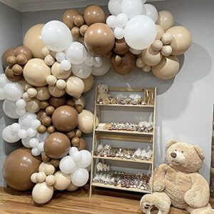 tedren 127pcs balloon garland arch kit coffee brown white latex balloons kit for garland theme party birthday baby shower wedding decorations (coffee)