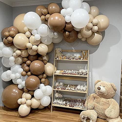 TEDREN 127PCS Balloon Garland Arch Kit Coffee Brown White Latex Balloons Kit for Garland Theme Party Birthday Baby Shower Wedding Decorations (Coffee)