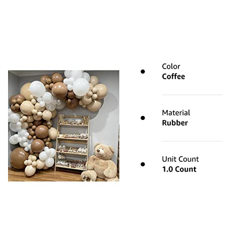 TEDREN 127PCS Balloon Garland Arch Kit Coffee Brown White Latex Balloons Kit for Garland Theme Party Birthday Baby Shower Wedding Decorations (Coffee)