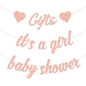 baby shower decorations for girl – rose gold it’s a girl , baby shower banner and gifts banner for baby girl shower party kit supplies decorations decor