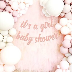 Baby Shower Decorations for Girl - Rose Gold It’s a Girl , Baby Shower Banner and Gifts Banner for Baby Girl Shower Party Kit Supplies Decorations decor