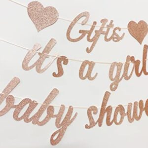 Baby Shower Decorations for Girl - Rose Gold It’s a Girl , Baby Shower Banner and Gifts Banner for Baby Girl Shower Party Kit Supplies Decorations decor