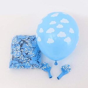 50PCS Cloud Latex Balloons Decorative Balloons Blue and Transparent Cloud Print Balloons for Baby Shower Boys Girls Birthday Party Supplies (Blue)