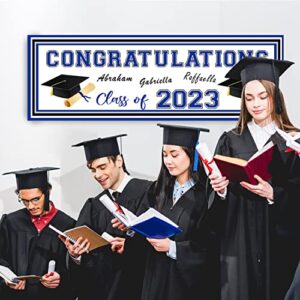 Graduation Banner 2023 Personalized Name Blue Graduation Decorations Large Congratulations Banner With A Marker Pen Class of 2023 Banner Yard Sign for Graduation Party 59x19.7 Inch