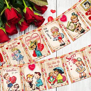 Valentines Day Decorations Vintage Valentines Banner Heart Love Hanging Garland for Happy Valentine's Day Home Wedding Party Decor