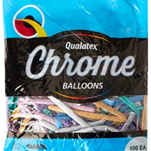 Qualatex 260Q Chrome-Assorted Latex Balloons, Multicolor