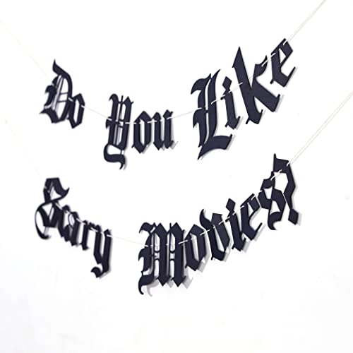 Do You Like Scary Movies? Old English Goth Banner, Gothic Blackletter Garland, Horror Movie Night Decoration, Scream Party (Do You Like Scary Movies)