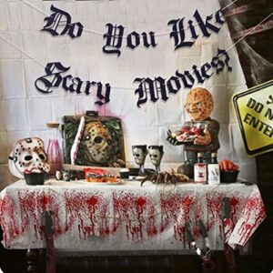 Do You Like Scary Movies? Old English Goth Banner, Gothic Blackletter Garland, Horror Movie Night Decoration, Scream Party (Do You Like Scary Movies)
