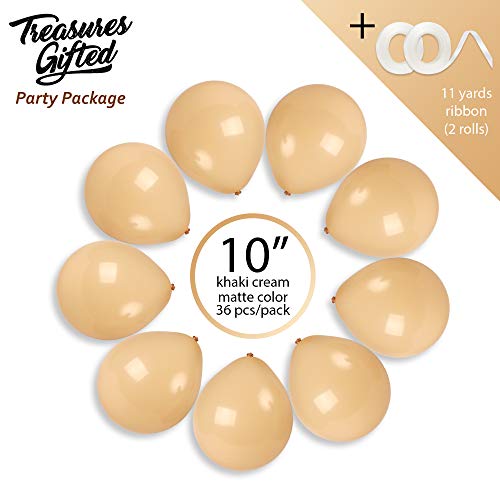 Treasures Gifted Matte Tan Balloons - 10 Inch Nude Balloons 36 Pack - Latex Beige Balloons - Fall Balloons - Dark Cream Balloons - Pastel Light Brown Balloons - Neutral Party Decorations