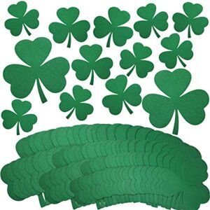 36 pieces st patrick’s day shamrock cutouts glitter shamrock assorted cutouts shamrock hanging ornaments for st patrick’s day decoration, 3 sizes