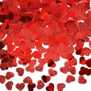 600pcs valentines day heart confetti, red glitter valentines confetti hearts, hearts table confetti decorations for valentine’s day wedding anniversary party home table decoration photo booth backdrop