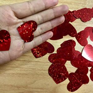 600Pcs Valentines Day Heart Confetti, Red Glitter Valentines Confetti Hearts, Hearts Table Confetti Decorations for Valentine's Day Wedding Anniversary Party Home Table Decoration Photo Booth Backdrop