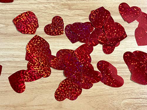 600Pcs Valentines Day Heart Confetti, Red Glitter Valentines Confetti Hearts, Hearts Table Confetti Decorations for Valentine's Day Wedding Anniversary Party Home Table Decoration Photo Booth Backdrop