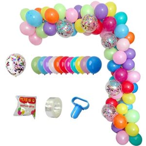 DIY Balloon Arch & Garland Kit, 113Pcs Party Balloons Decoration Set, Colorful Confetti Balloons & Colorful Latex Balloons for Baby Shower, Wedding, Birthday, Graduation, Anniversary Organic Party