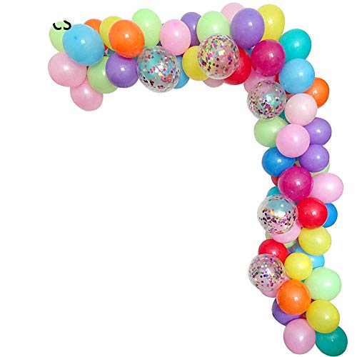 DIY Balloon Arch & Garland Kit, 113Pcs Party Balloons Decoration Set, Colorful Confetti Balloons & Colorful Latex Balloons for Baby Shower, Wedding, Birthday, Graduation, Anniversary Organic Party