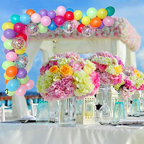 DIY Balloon Arch & Garland Kit, 113Pcs Party Balloons Decoration Set, Colorful Confetti Balloons & Colorful Latex Balloons for Baby Shower, Wedding, Birthday, Graduation, Anniversary Organic Party