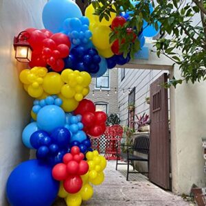 DIY 142pcs Balloon Garland Kit Blue Red Yellow Balloon Arch for Birthday Party, Baby Shower,Bridal Shower, Gender Reveal Party