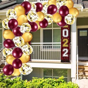 Graduation Party Decorations 2023 Maroon Grad/Maroon Gold Balloon Garland Burgundy Gold Balloons 45pcs/Fall Birthday Party Decorations Women Burgundy Gold/Burgundy Gold Wedding/Fall Bridal Shower