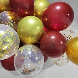 Graduation Party Decorations 2023 Maroon Grad/Maroon Gold Balloon Garland Burgundy Gold Balloons 45pcs/Fall Birthday Party Decorations Women Burgundy Gold/Burgundy Gold Wedding/Fall Bridal Shower