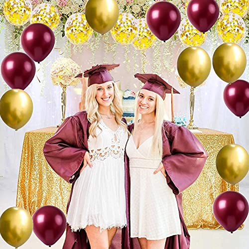 Graduation Party Decorations 2023 Maroon Grad/Maroon Gold Balloon Garland Burgundy Gold Balloons 45pcs/Fall Birthday Party Decorations Women Burgundy Gold/Burgundy Gold Wedding/Fall Bridal Shower