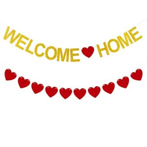 welcome home banner gold glitter welcome home decorations for welcome home party decorations, welcome home sign