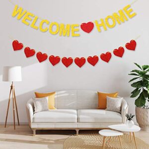 Welcome Home Banner Gold Glitter Welcome Home Decorations for Welcome Home Party Decorations, Welcome Home Sign
