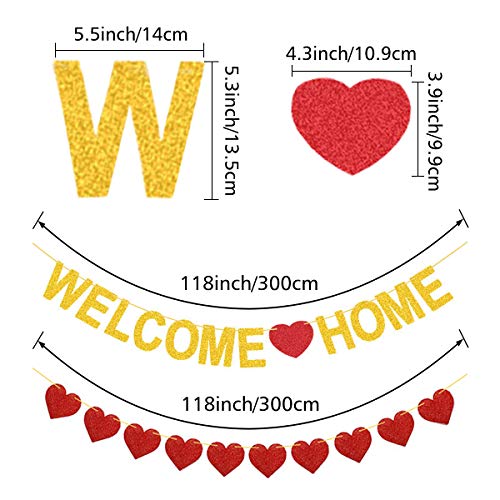 Welcome Home Banner Gold Glitter Welcome Home Decorations for Welcome Home Party Decorations, Welcome Home Sign